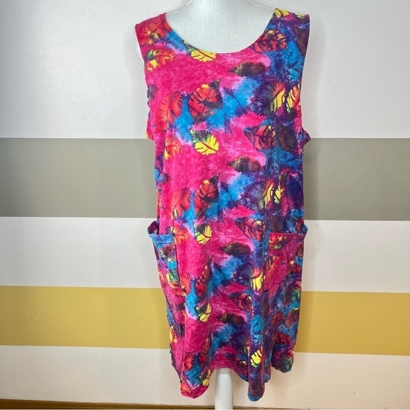 INGEAR Resort Vintage 90s Pink Tropical Floral Hawaiian Vacation Dress Size 1X - Picture 2 of 12
